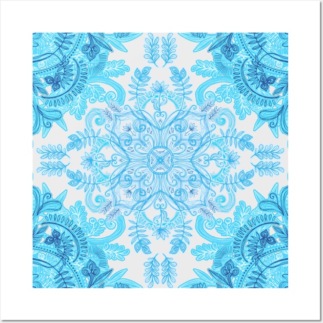 Symmetrical Pattern in Blue and Turquoise Wall Art by micklyn